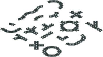 isometrico impostato strada e strada vettore modello isolato su sfondo.
