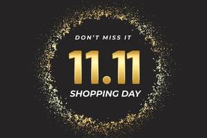 11.11 banner di vendita del festival dello shopping con elemento in oro vettore