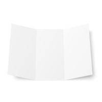 libretto a tre ante bianco vuoto aperto su sfondo bianco vettore