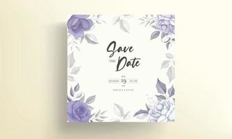 bellissimo biglietto d'invito per matrimonio con decorazione floreale viola vettore