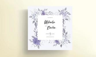 bellissimo biglietto d'invito per matrimonio con decorazione floreale viola vettore