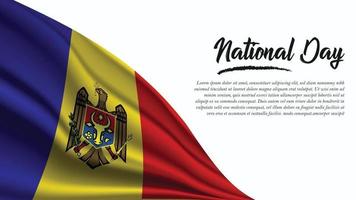 striscione per la festa nazionale con sfondo bandiera moldova vettore