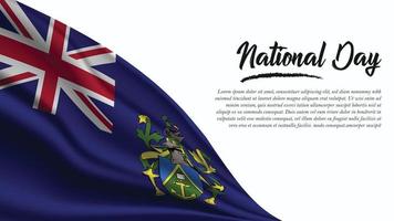 striscione per la festa nazionale con sfondo bandiera delle isole pitcairn vettore