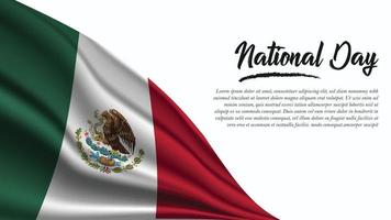 striscione per la festa nazionale con sfondo bandiera messicana vettore