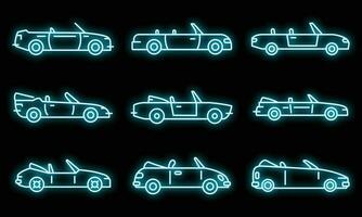 moderno cabriolet icone impostato vettore neon