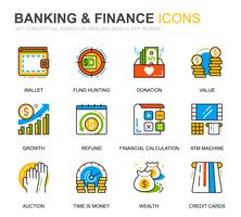 Semplice Set Banche e finanza Icone di linea per applicazioni Web e mobili vettore