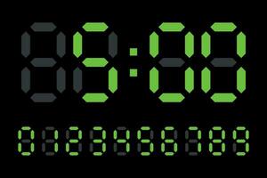 digitale guidato orologio numeri elettronico figure vettore su nero sfondo.