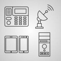 raccolta di simboli tecnologici in stile contorno vettore