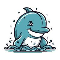 carino cartone animato delfino. vettore illustrazione di un' carino cartone animato delfino.