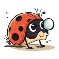 carino coccinella isolato su bianca sfondo. vettore cartone animato illustrazione.