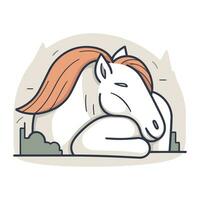 vettore illustrazione di bianca cavallo con rosso criniera nel cartone animato stile.