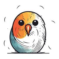 mano disegnato vettore illustrazione di carino cartone animato pappagallo. isolato su bianca sfondo.