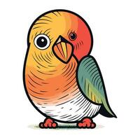 illustrazione di un' carino cartone animato pappagallo su un' bianca sfondo. vettore