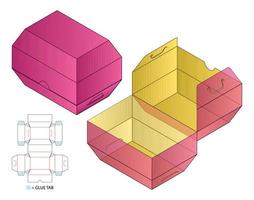 disegno del modello fustellato di imballaggio della scatola. Modello 3d vettore