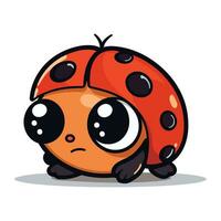 carino coccinella cartone animato personaggio isolato su bianca sfondo. vettore illustrazione.