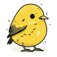 carino poco giallo uccello isolato su bianca sfondo. vettore illustrazione.