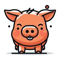 carino maiale cartone animato vettore illustrazione. carino maiale personaggio design.
