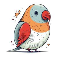 vettore illustrazione di carino pappagallo isolato su bianca sfondo. mano disegnato cartone animato pappagallo.