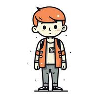 carino cartone animato ragazzo vettore illustrazione. carino scolaro in piedi.