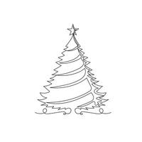 Natale albero continuo uno linea icona vettore illustrazione.