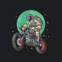 vettore dell'illustrazione della motocicletta di guida dell'astronauta cool