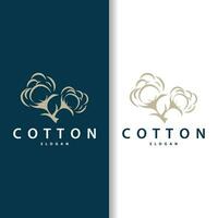 cotone logo, morbido e liscio cotone pianta design per attività commerciale Marche con semplice Linee e stelo vettore