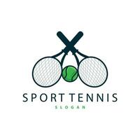 tennis gli sport logo, palla e racchetta design per semplice e moderno torneo campionato gli sport vettore