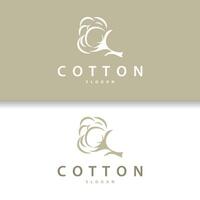 cotone logo, morbido e liscio cotone pianta design per attività commerciale Marche con semplice Linee e stelo vettore