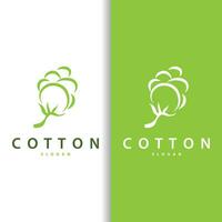 cotone logo, morbido e liscio cotone pianta design per attività commerciale Marche con semplice Linee e stelo vettore