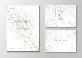 modello di carta di invito a nozze elegante di bianco e oro vettore