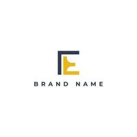 astratto iniziale piazza lettera fe o ef logo design vettore illustrazione nel blu e giallo colore isolato su un' bianca sfondo. astratto lettera fe logo applicato per moda marca logo design modello