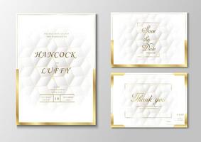 carta di invito matrimonio bianco premium elegante con cornice dorata vettore