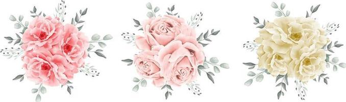 bouquet di rose acquerello isolato su sfondo bianco vettore