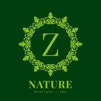 lettera z natura confine ghirlanda iniziale logo per boutique terme e bellezza benessere vettore