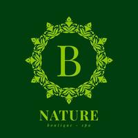 lettera B natura confine ghirlanda iniziale logo per boutique terme e bellezza benessere vettore