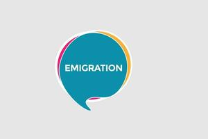 nuovo emigrazione sito web, clic pulsante, livello, cartello, discorso, bolla striscione, vettore