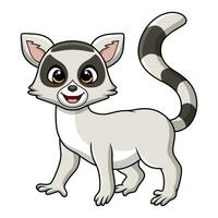 simpatico cartone animato lemure su sfondo bianco vettore