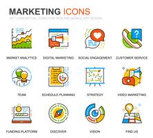 Set semplice di icone di linee commerciali e di marketing per applicazioni Web e mobili vettore