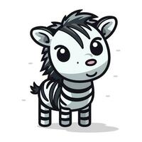 zebra cartone animato isolato su bianca sfondo. carino zebra vettore illustrazione.