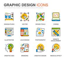 Set semplice Icone Web e Graphic Design Line per applicazioni Web e mobili vettore