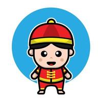 simpatico personaggio dei cartoni animati di un ragazzo cinese vettore