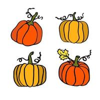 set di illustrazioni di zucca autunnale per il tempo di halloween vettore