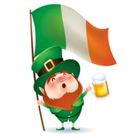 cartone animato Leprechaun tenendo boccale di birra vettore