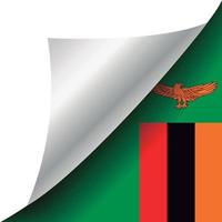 bandiera dello zambia con angolo arricciato vettore