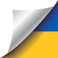 bandiera ucraina con angolo arricciato vettore