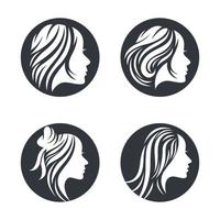 logo del salone e dei capelli di bellezza vettore