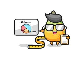 illustrazione della mascotte della papaya come dietista vettore