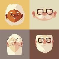 persone anziane, volti carini personaggi di vecchi e donne con gli occhiali vettore