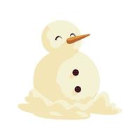 cartone animato pupazzo di neve di natale nell'icona della neve vettore