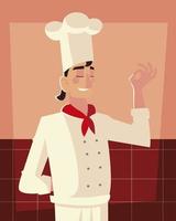 giovane chef maschio lavoratore ristorante professionale vettore